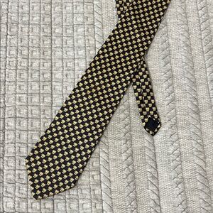 Brooks Brothers Black and Gold Elephant Patterned Silk Tie